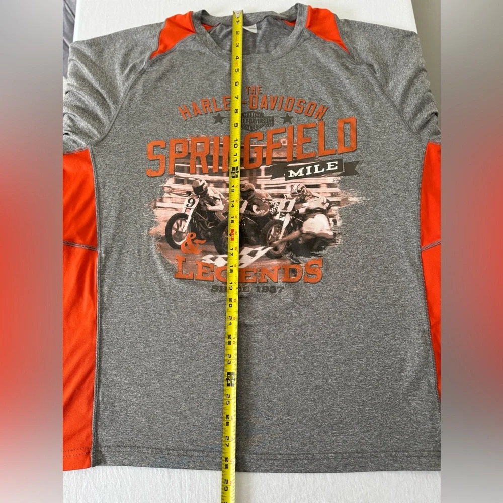 Harley Davidson Gray Orange Men's Short Sleeve Tee shirt springfield mile legend